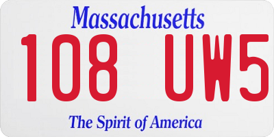 MA license plate 108UW5