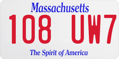 MA license plate 108UW7