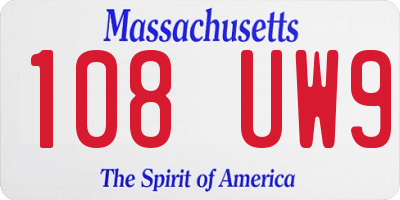 MA license plate 108UW9