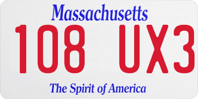 MA license plate 108UX3