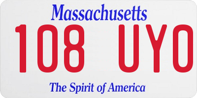 MA license plate 108UY0