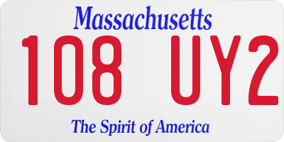 MA license plate 108UY2