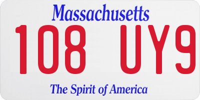 MA license plate 108UY9