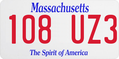 MA license plate 108UZ3