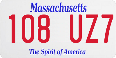 MA license plate 108UZ7
