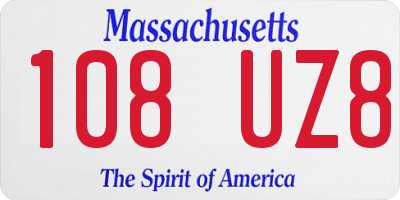MA license plate 108UZ8