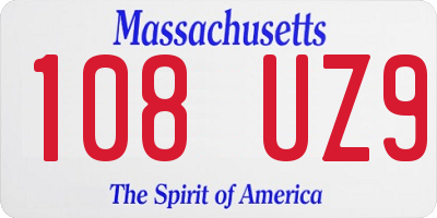 MA license plate 108UZ9