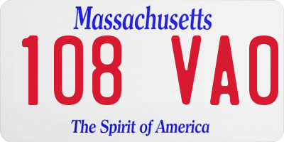 MA license plate 108VA0