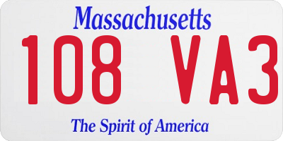 MA license plate 108VA3