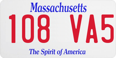 MA license plate 108VA5