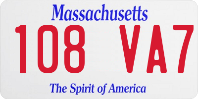 MA license plate 108VA7