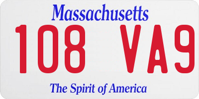 MA license plate 108VA9