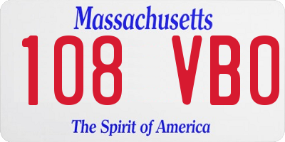 MA license plate 108VB0