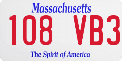 MA license plate 108VB3