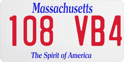 MA license plate 108VB4