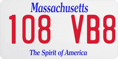 MA license plate 108VB8