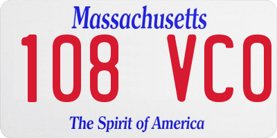 MA license plate 108VC0