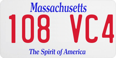 MA license plate 108VC4