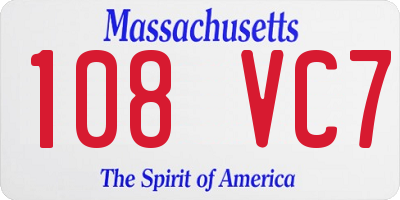MA license plate 108VC7