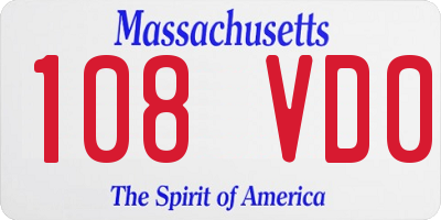 MA license plate 108VD0