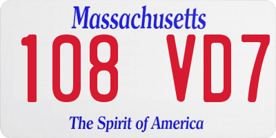 MA license plate 108VD7
