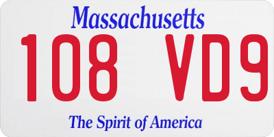 MA license plate 108VD9