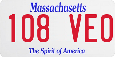 MA license plate 108VE0
