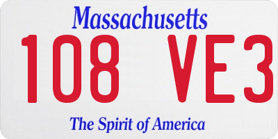 MA license plate 108VE3