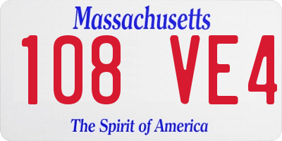 MA license plate 108VE4