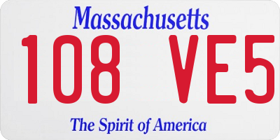 MA license plate 108VE5