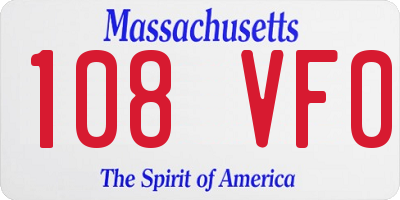 MA license plate 108VF0