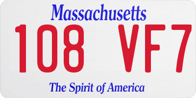MA license plate 108VF7
