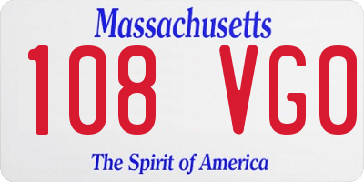 MA license plate 108VG0