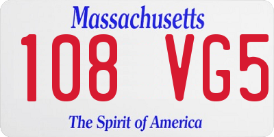 MA license plate 108VG5