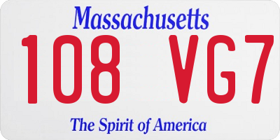 MA license plate 108VG7