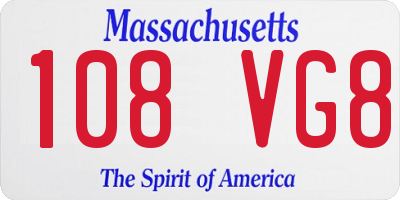 MA license plate 108VG8