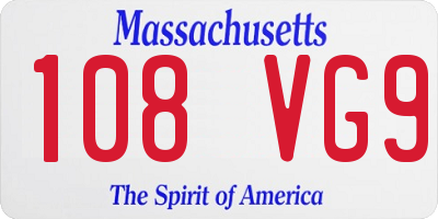 MA license plate 108VG9