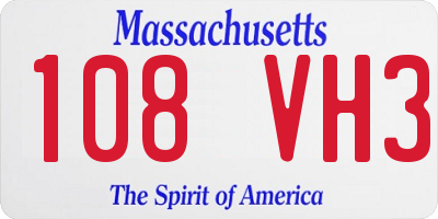 MA license plate 108VH3