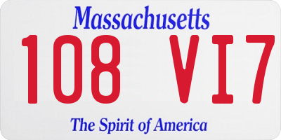 MA license plate 108VI7