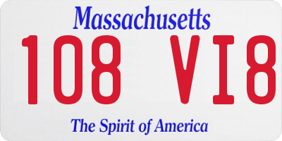 MA license plate 108VI8