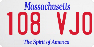 MA license plate 108VJ0