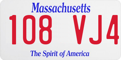MA license plate 108VJ4
