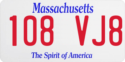 MA license plate 108VJ8