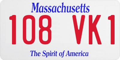 MA license plate 108VK1