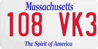 MA license plate 108VK3