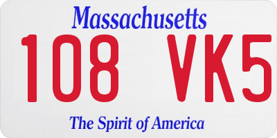 MA license plate 108VK5