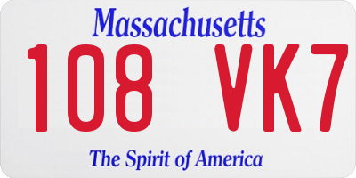 MA license plate 108VK7