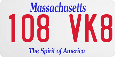 MA license plate 108VK8