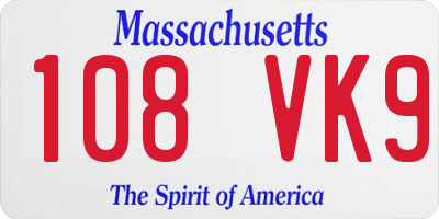 MA license plate 108VK9