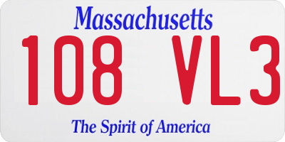 MA license plate 108VL3